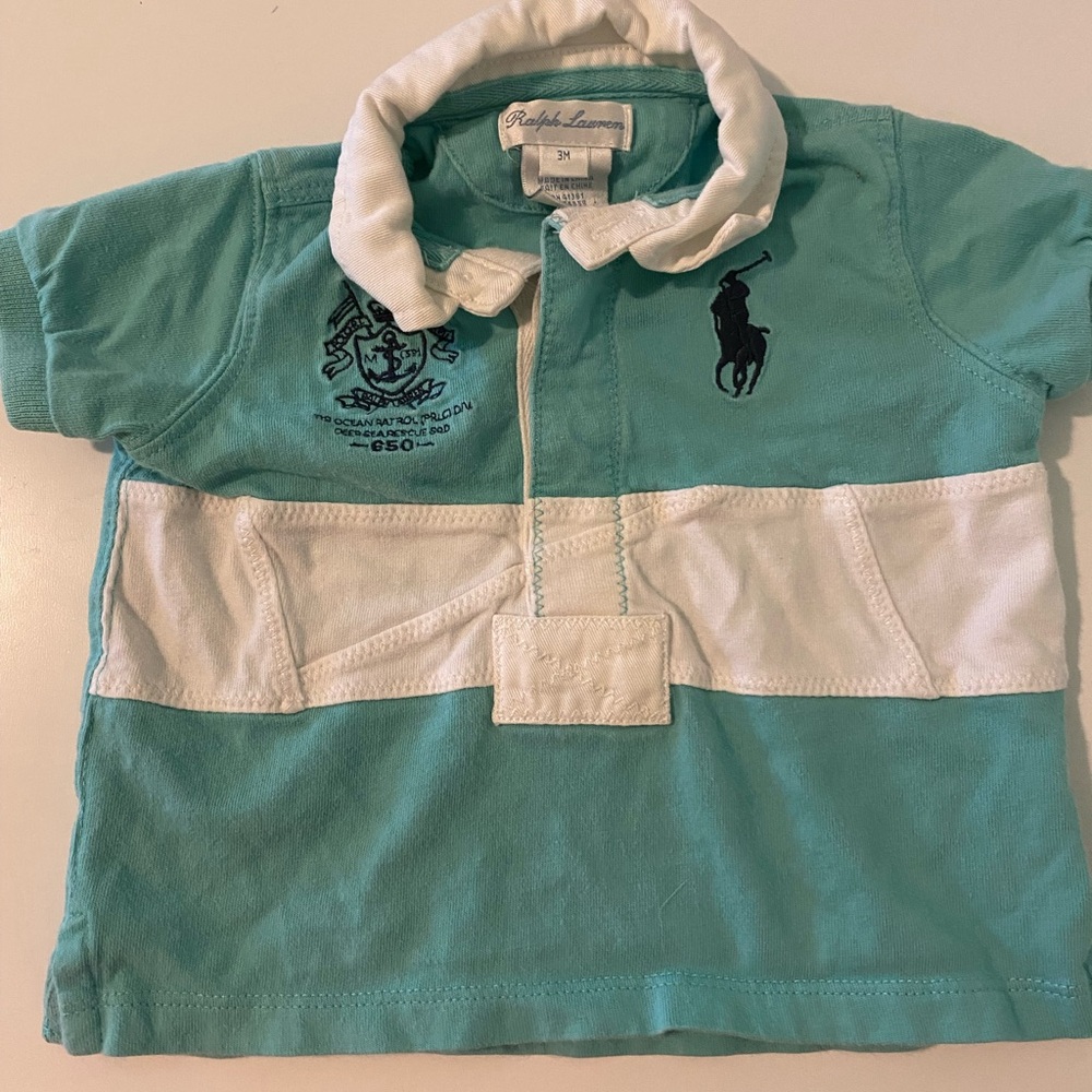 Ralph Lauren Kids Polo Shirt - Aqua and White